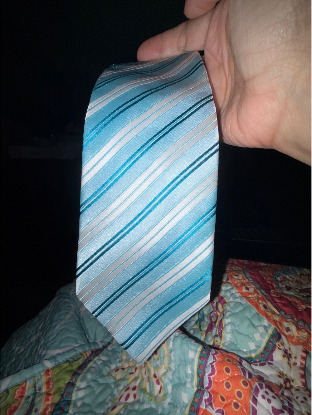 Stafford Essentials Men's Striped Blue and Gray Tie